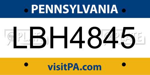LBH4845 Pennsylvania License Plate