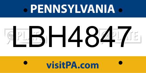 LBH4847 Pennsylvania License Plate