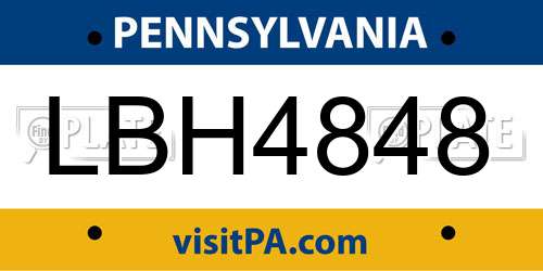 LBH4848 Pennsylvania License Plate