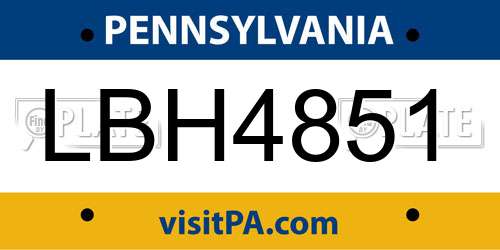 LBH4851 Pennsylvania License Plate