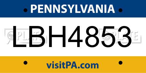 LBH4853 Pennsylvania License Plate