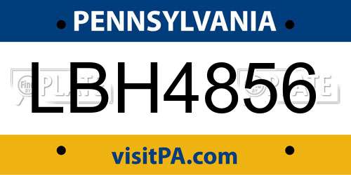 LBH4856 Pennsylvania License Plate
