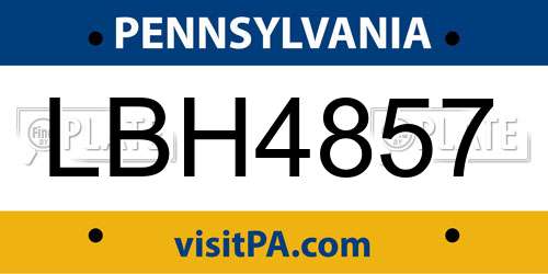 LBH4857 Pennsylvania License Plate