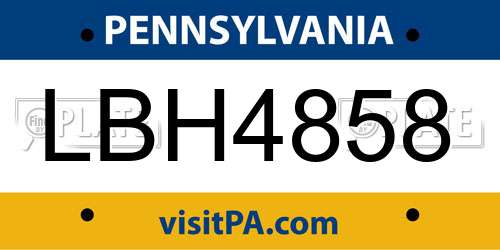 LBH4858 Pennsylvania License Plate