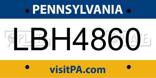 LBH4860 Pennsylvania License Plate