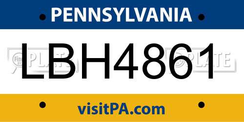 LBH4861 Pennsylvania License Plate