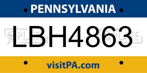 LBH4863 Pennsylvania License Plate