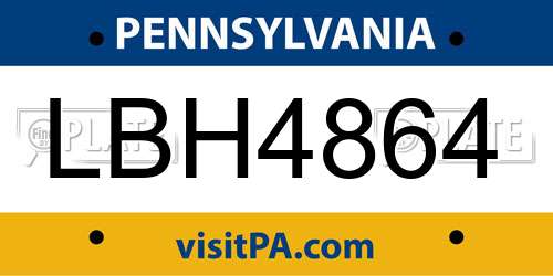 LBH4864 Pennsylvania License Plate