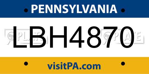 LBH4870 Pennsylvania License Plate