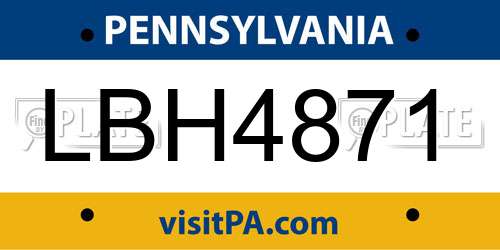 LBH4871 Pennsylvania License Plate
