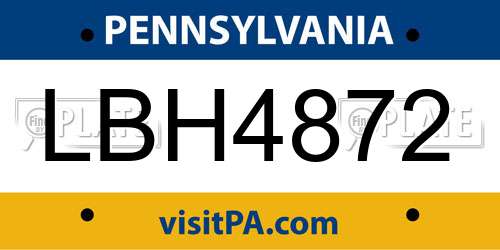 LBH4872 Pennsylvania License Plate