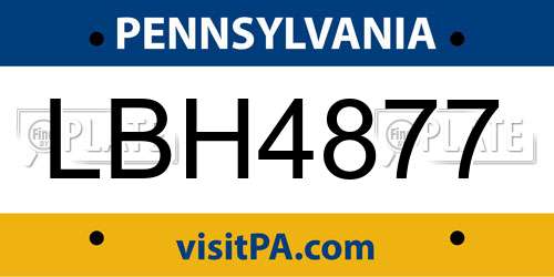 LBH4877 Pennsylvania License Plate