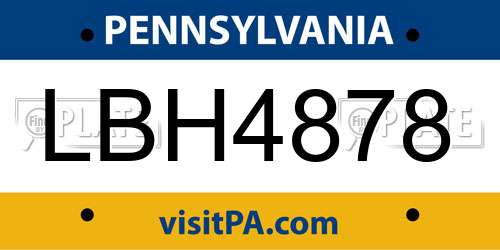 LBH4878 Pennsylvania License Plate