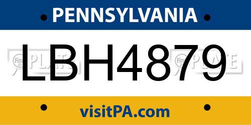 LBH4879 Pennsylvania License Plate