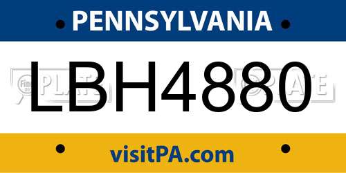 LBH4880 Pennsylvania License Plate