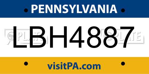 LBH4887 Pennsylvania License Plate
