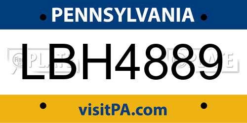 LBH4889 Pennsylvania License Plate