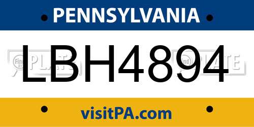 LBH4894 Pennsylvania License Plate