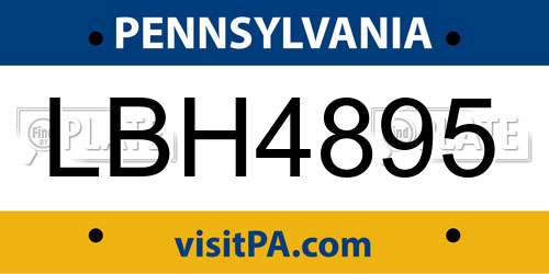 LBH4895 Pennsylvania License Plate