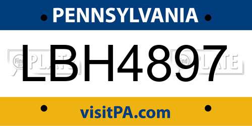 LBH4897 Pennsylvania License Plate