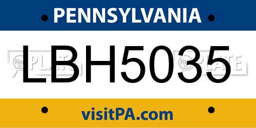 LBH5035 Pennsylvania License Plate