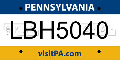 LBH5040 Pennsylvania License Plate