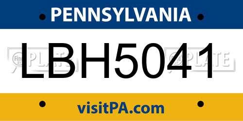LBH5041 Pennsylvania License Plate