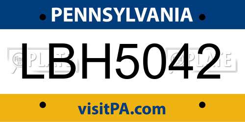 LBH5042 Pennsylvania License Plate