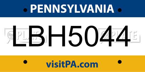 LBH5044 Pennsylvania License Plate