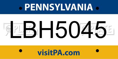 LBH5045 Pennsylvania License Plate