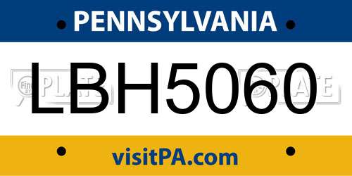 LBH5060 Pennsylvania License Plate