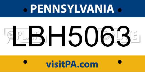 LBH5063 Pennsylvania License Plate