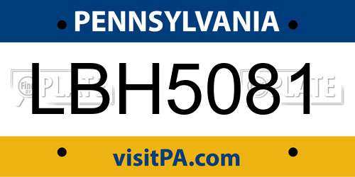 LBH5081 Pennsylvania License Plate