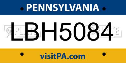 LBH5084 Pennsylvania License Plate