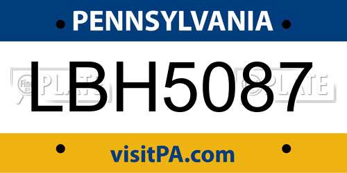 LBH5087 Pennsylvania License Plate