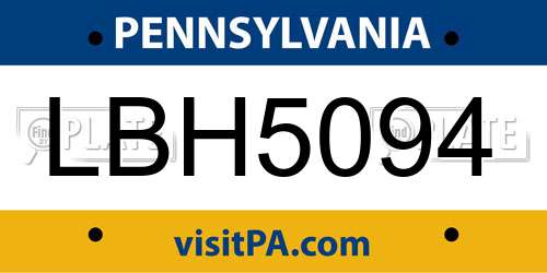 LBH5094 Pennsylvania License Plate