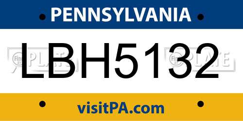 LBH5132 Pennsylvania License Plate