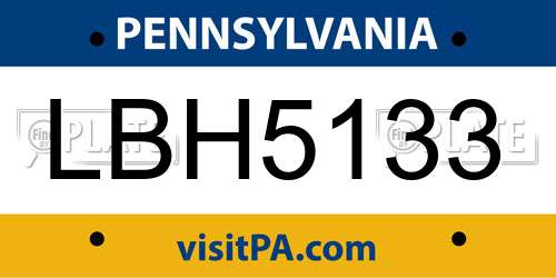 LBH5133 Pennsylvania License Plate