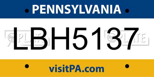 LBH5137 Pennsylvania License Plate
