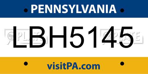 LBH5145 Pennsylvania License Plate