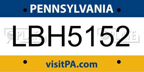 LBH5152 Pennsylvania License Plate