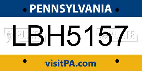 LBH5157 Pennsylvania License Plate