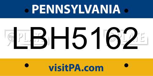 LBH5162 Pennsylvania License Plate