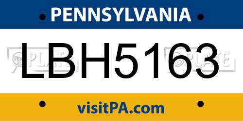 LBH5163 Pennsylvania License Plate