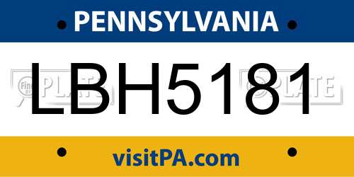 LBH5181 Pennsylvania License Plate