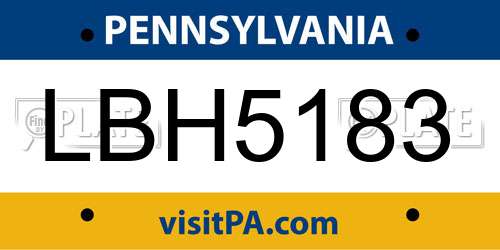 LBH5183 Pennsylvania License Plate