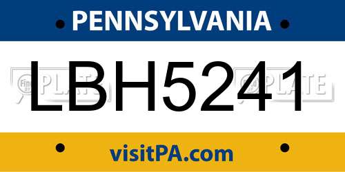 LBH5241 Pennsylvania License Plate