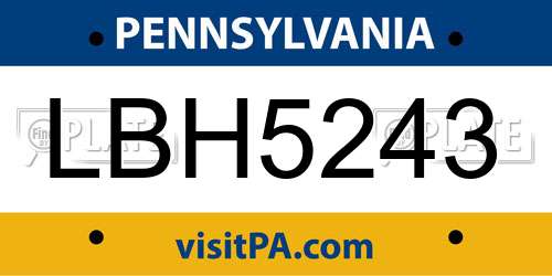 LBH5243 Pennsylvania License Plate