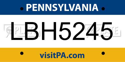 LBH5245 Pennsylvania License Plate
