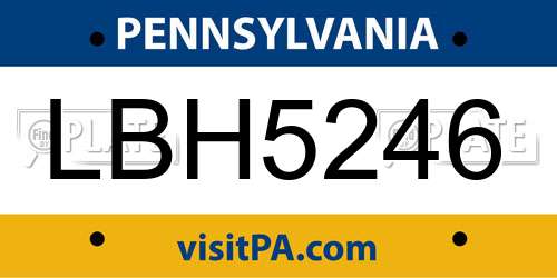 LBH5246 Pennsylvania License Plate